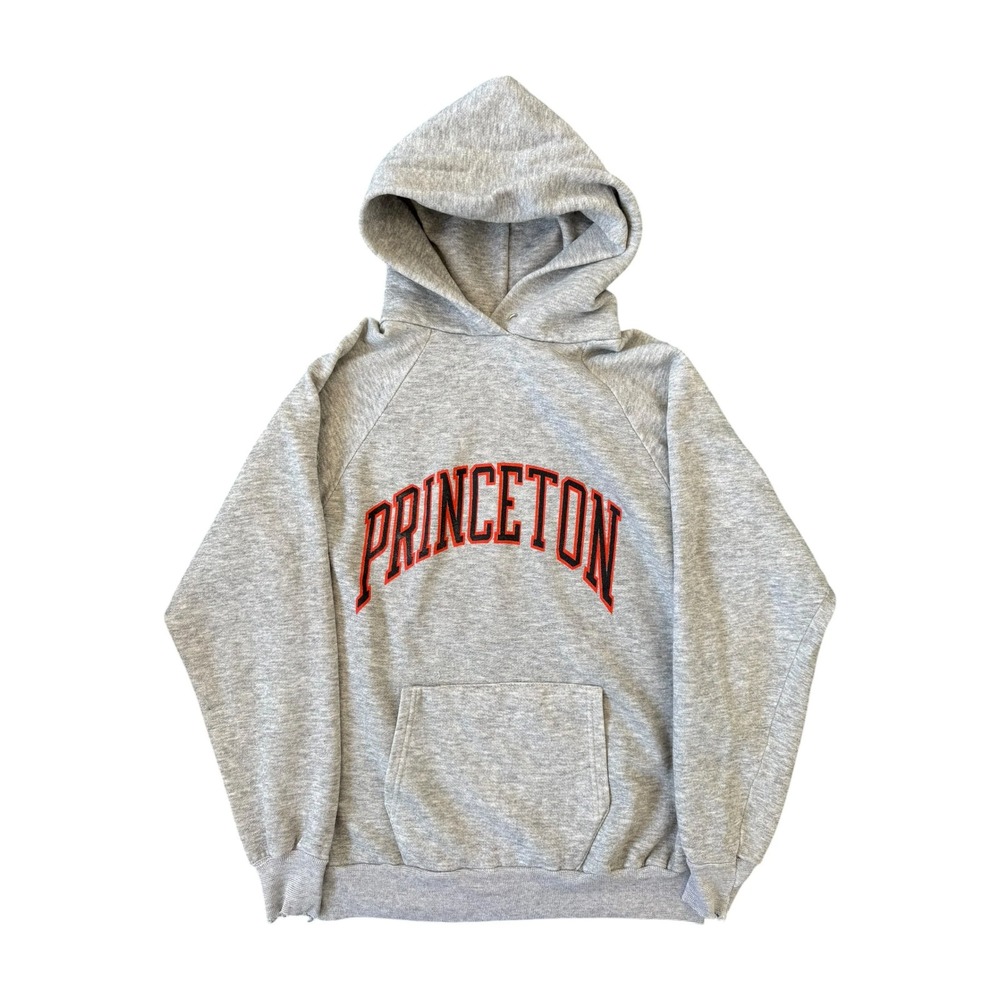 Velva Sheen Hoodie Mens Medium Gray Good 70s Princeton Raglan Sweatshirt